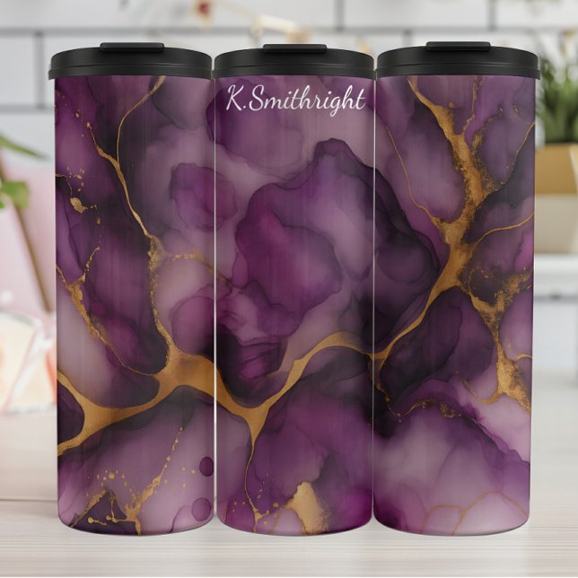 Purple Gold Marble Abstract Thermal Tumbler (Creator Uploaded)