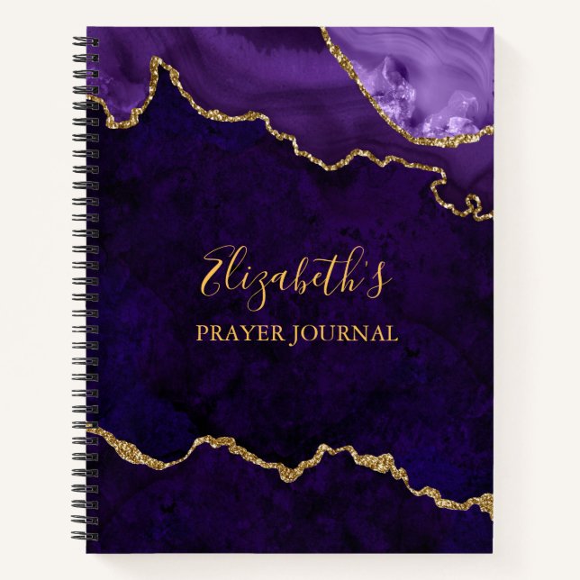 Purple Gold Marble Agate Geode Prayer Journal (Front)