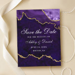 Purple Gold Marble Agate Geode Save The Date  Announcement Postcard<br><div class="desc">Modern Elegant Watercolor Purple Violet and Gold Marble Agate Geode Save The Date Postcard</div>
