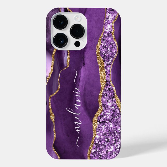 Purple Gold Marble Custom Your Name iPhone Cases (Back)