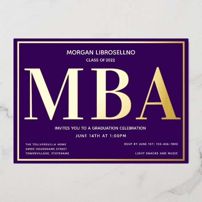 Purple Gold MBA Graduation (Front)