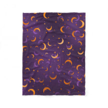 Purple & Gold Moon with Stars Celestial Halloween