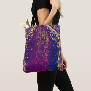 Purple & Gold Moroccan Arabian Belly Dancing Glam Tote Bag