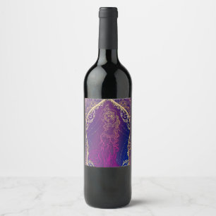 Purple & Gold Moroccan Arabian Belly Dancing Glam Wine Label