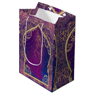 Purple & Gold Moroccan Arabian Belly Dancing Party Medium Gift Bag