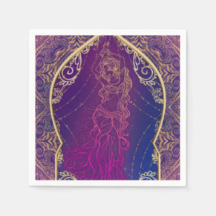 Purple & Gold Moroccan Arabian Belly Dancing Party Napkin