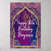 Purple & Gold Moroccan Belly Dancing Party Banner