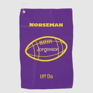 Purple Gold Norseman Custom Uff Da  Golf Towel
