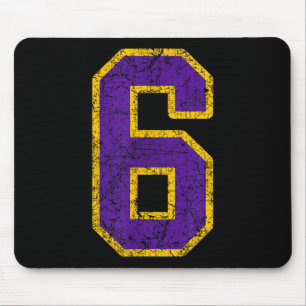 Purple Gold Number 6 Jersey Player Uniform #6 Nge Mouse Pad