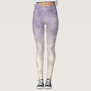 Purple Gold Ombre Leopard Print Leggings