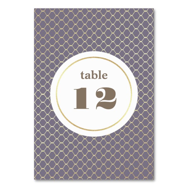 Purple | Gold Pattern Table Number Cards (Front)