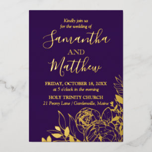 Purple & Gold Peony Modern Floral Wedding