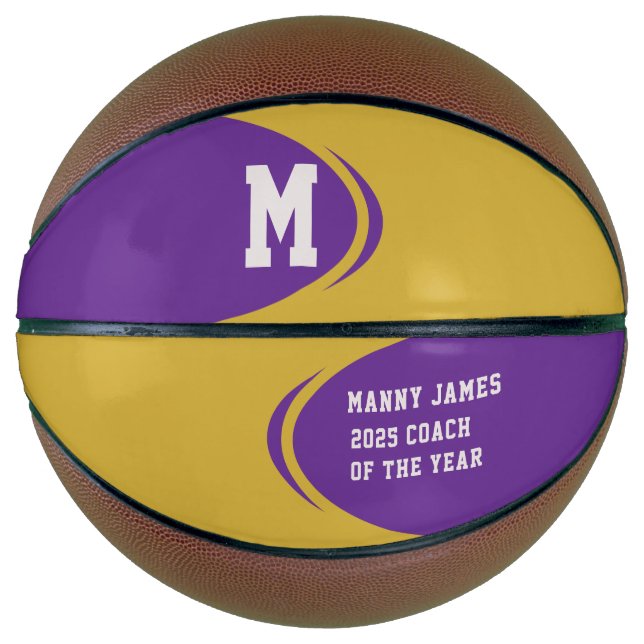 Purple Gold Personalised Basketball (Front)