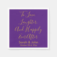 Purple Gold Personalised Script Wedding Reception