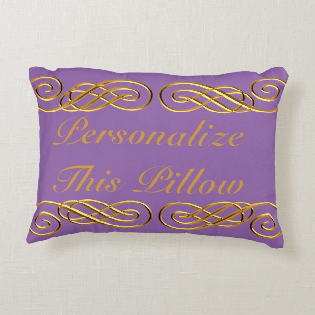 Purple & Gold Personalised Throw Pillow (Back)