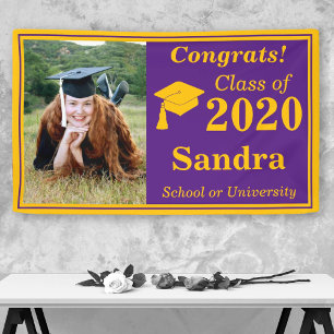 Purple Gold Photo Class of 2020 Graduation Banner