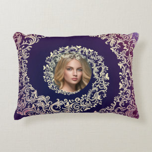 Purple & Gold Photo Decorative Cushion