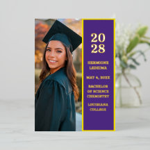 Purple Gold Photo Graduation Announcement