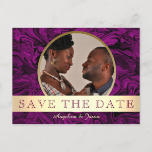 Purple Gold Photo Save the Date Announcement Postcard