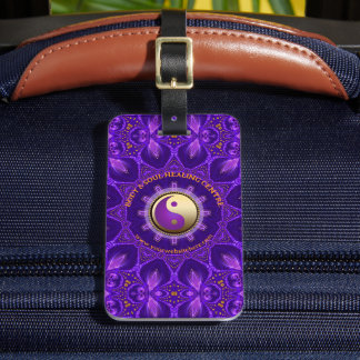 Purple Gold Pink Energy Healing Mandala Luggage Tag