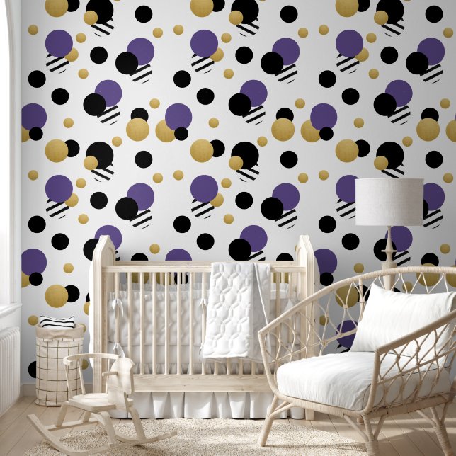 Purple Gold Polka Dot Wallpaper (Kids)