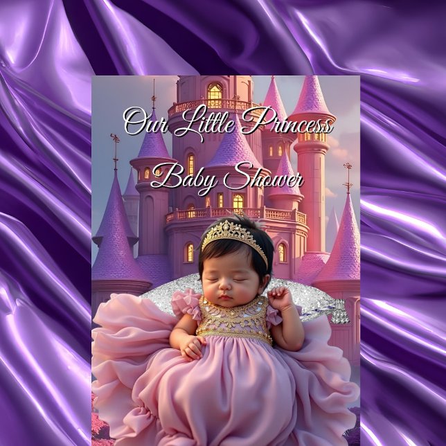 Purple Gold Princess Baby Shower Castle Invitation (Creator Uploaded)