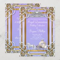 Purple Gold Princess Crown & Carriage Quinceañera