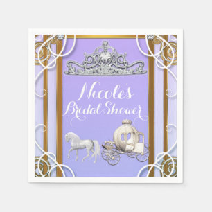 Purple Gold Princess Crown Carriage Sweet 16 Party Napkin