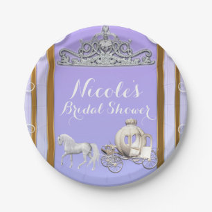 Purple Gold Princess Crown Carriage Sweet 16 Party Paper Plate
