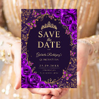 Purple Gold Quinceanera Floral
