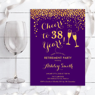 Purple Gold Retirement Party Invitation