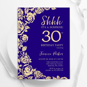 Purple Gold Roses Surprise 30th Birthday Invitation