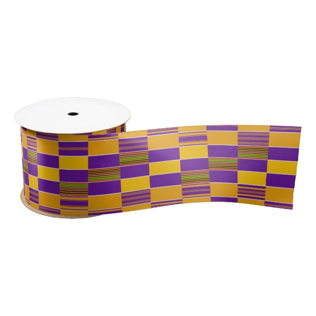 Purple Gold Royal K88 African Kente 3 inch Ribbon Satin Ribbon (Spool)