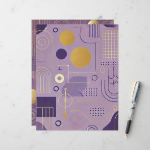 Purple & Gold Scandinavian Patterns Scrapbook