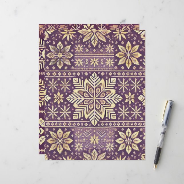 Purple & Gold Scandinavian Winter Scrapbook (Front/Back In Situ)