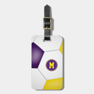 purple gold school club team colours soccer bag ID Luggage Tag