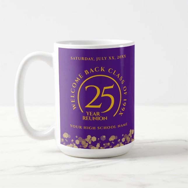Purple & Gold School College Class Reunion Coffee Mug (Left)