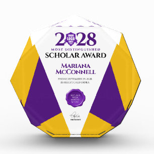Purple Gold School College University Graduation Photo Block