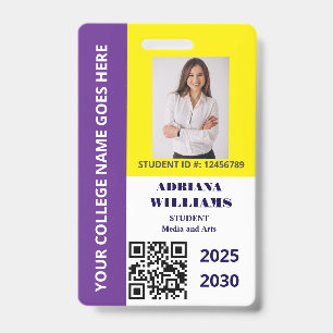 Purple Gold School College University Student ID Badge