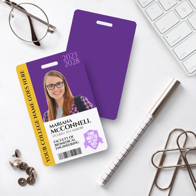 Purple Gold School College University Student ID Badge (Creator Uploaded)
