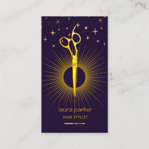 Purple Gold Scissor Hair Stylist Professional Sun Business Card