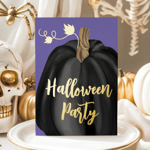 Purple Gold Script Pumpkin Halloween Party