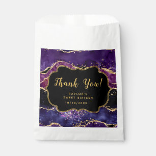 Purple Gold Sequins Agate Sweet Sixteen Thank You Favour Bags