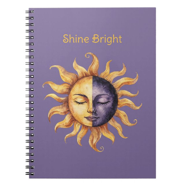 Purple Gold Shine Bright Sun Notebook (Front)
