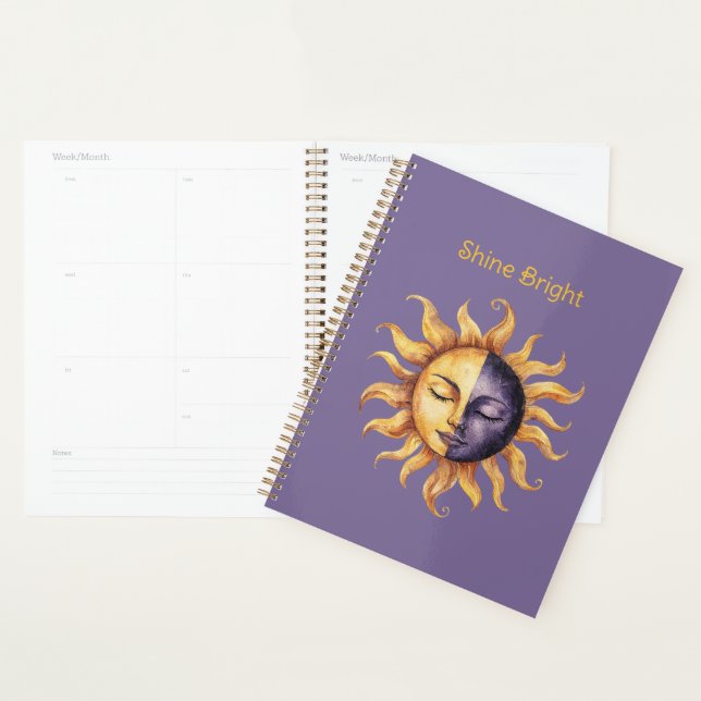 Purple Gold Shine Bright Sun Planner (Display)