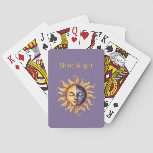 Purple Gold Shine Bright Sun Playing Cards (Back)