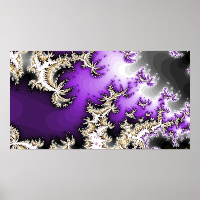 Purple, Gold, Silver Fractal Poster (Front)