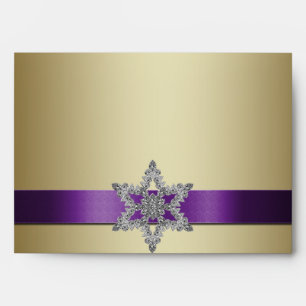 Purple Gold Snowflake Christmas A7 Envelope