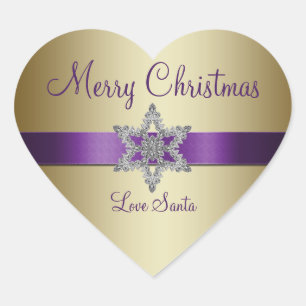 Purple Gold Snowflake Merry Christmas Sticker