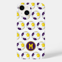 purple gold soccer balls pattern monogrammed